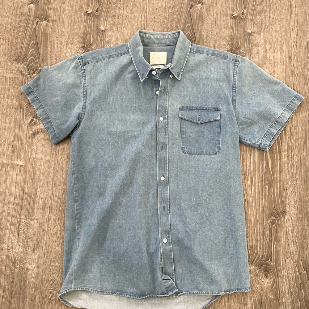 Men’s Casual Jeans Short Sleeve Button Down